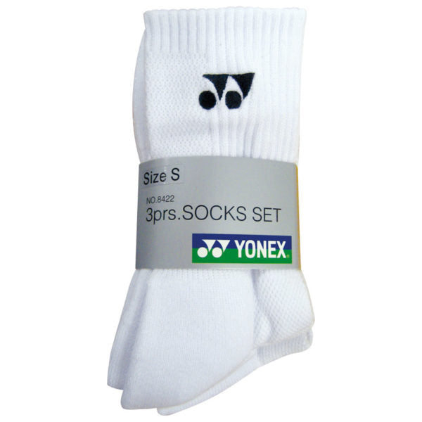 Yonex 3-Pack Long Sports Socks White 8422