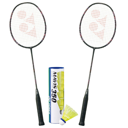 Yonex Badminton Combo Set (Two ArcSaber 2 Ability Rackets + 1 tube of Mavis 350 Shuttlecock)