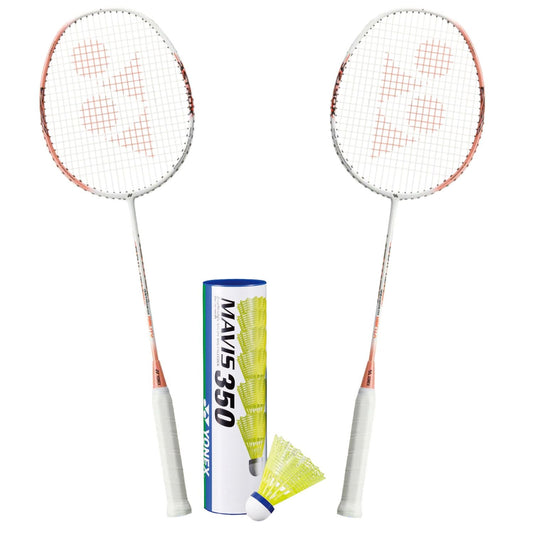 Yonex Badminton Combo Set (2 Astrox 01 Ability Rackets + 1 tube of Mavis 350 Shuttles)