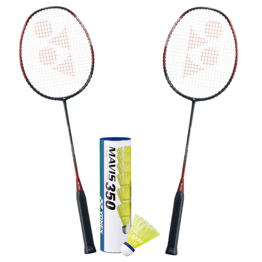 Yonex Badminton Combo Set (2 Nanoflare 001 Ability Rackets + 1 tube of Mavis 350 Shuttles)