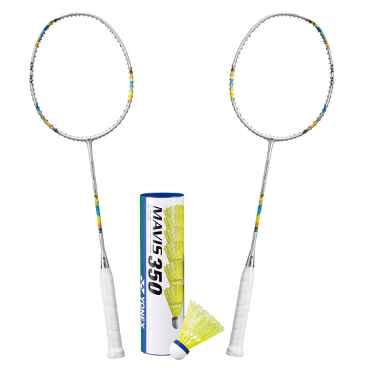 Yonex Badminton Combo Set (2 Nanoflare 700 Play Rackets + 1 tube of Mavis 350 Shuttlecock)