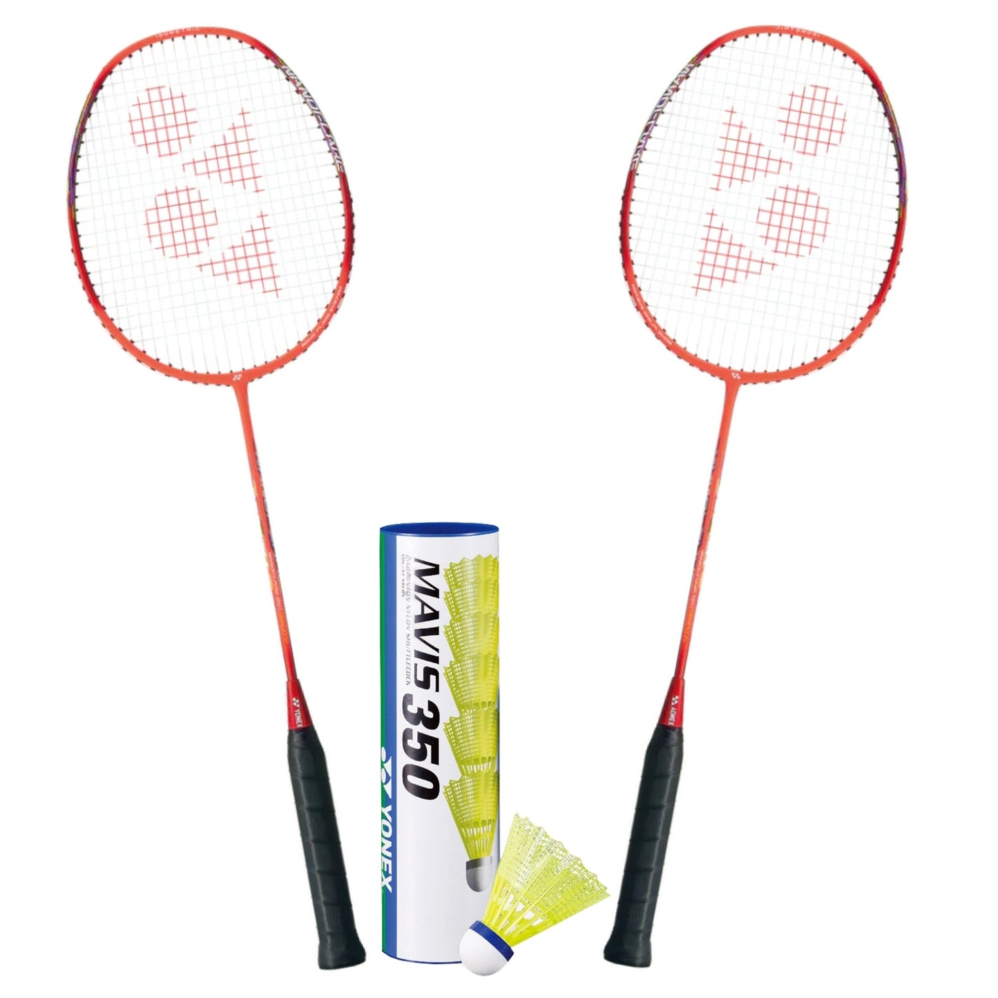 Yonex Badminton Combo Set (2 Nanoflare 001 Ability Rackets + 1 tube of Mavis 350 Shuttlecock)