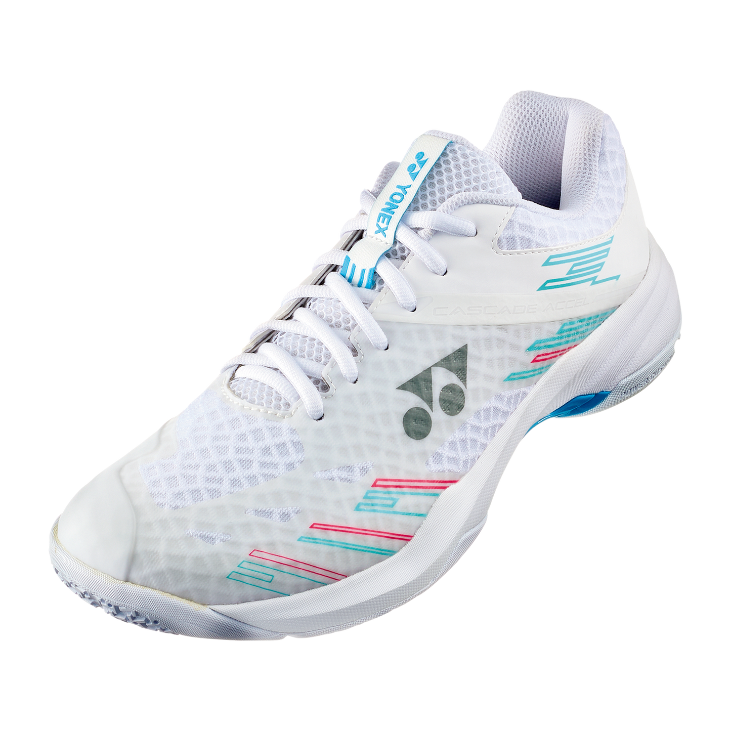 Yonex Power Cushion Cascade Accel Wide Badminton Shoes (White/Sky Blue)