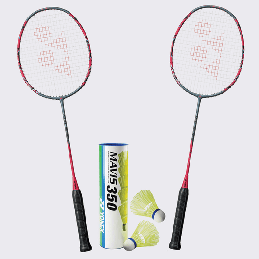 Yonex Badminton Combo Set (2 Arcsaber 11 Play Rackets + 1 tube of Mavis 350 Shuttlecock)