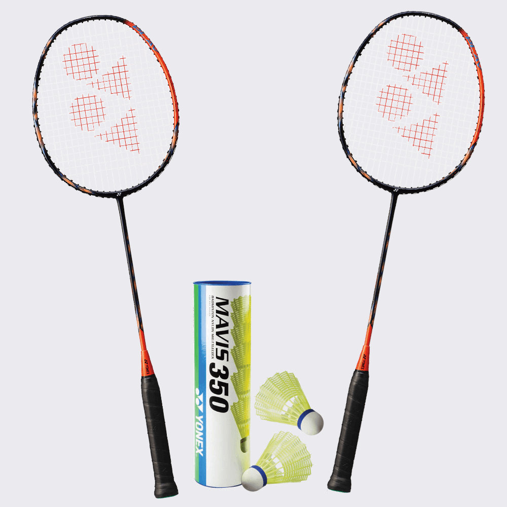 Yonex Badminton Combo Set (2 Astrox 77 Play Rackets + 1 tube of Mavis 350 Shuttlecock)