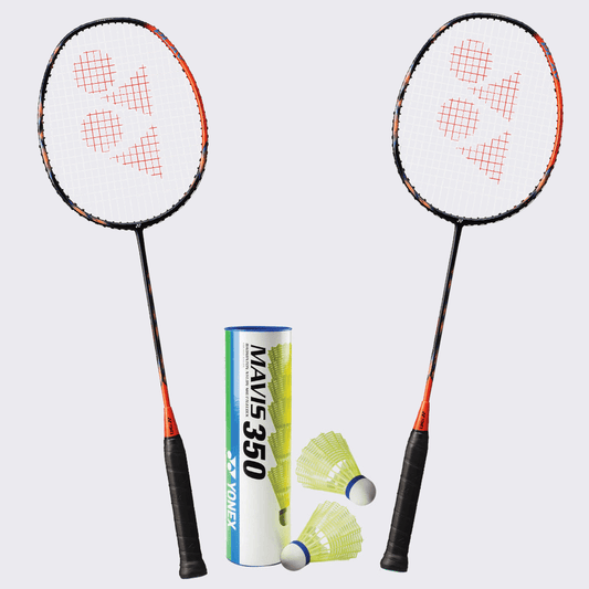 Yonex Badminton Combo Set (2 Astrox 77 Play Rackets + 1 tube of Mavis 350 Shuttlecock)