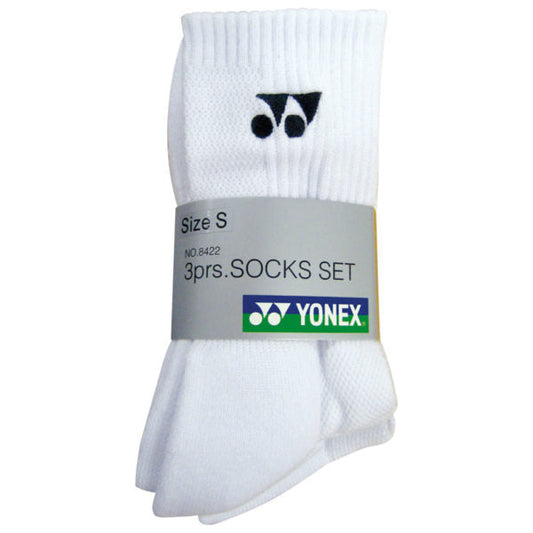 Yonex 3-Pack Long Sports Socks White 8422
