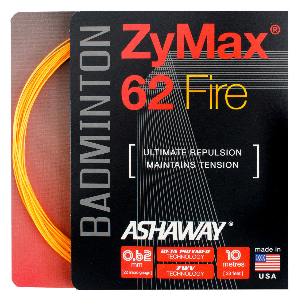 Ashaway Zymax 62 Fire Badminton String Set (10m)