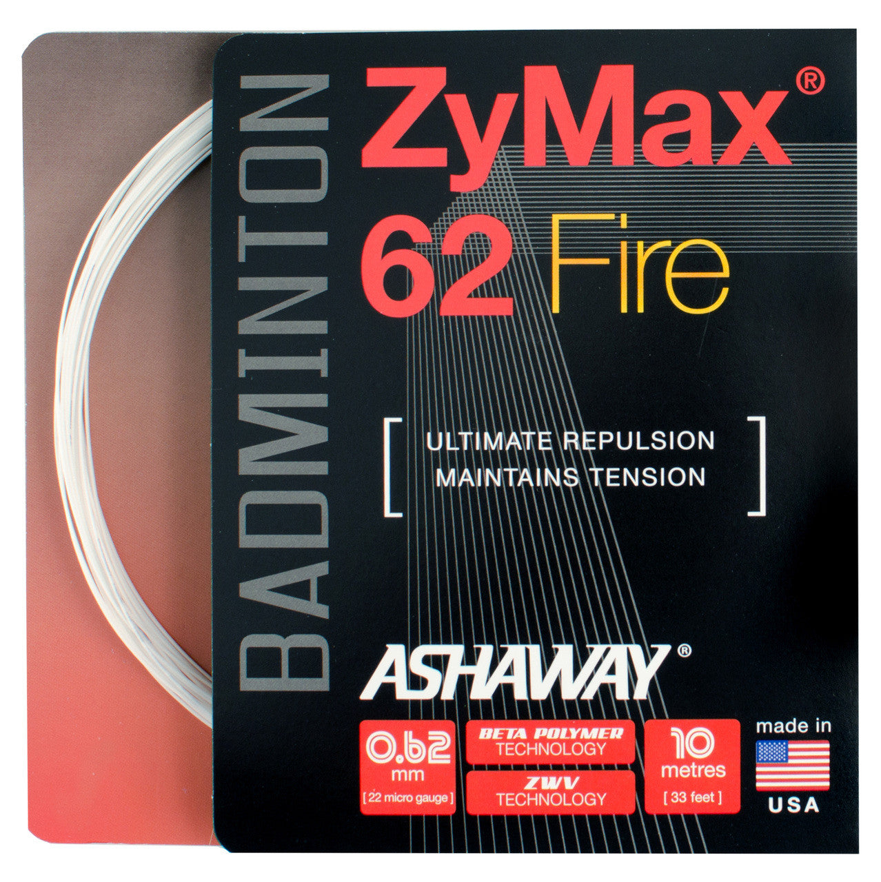 Ashaway Zymax 62 Fire Badminton String Set (10m)