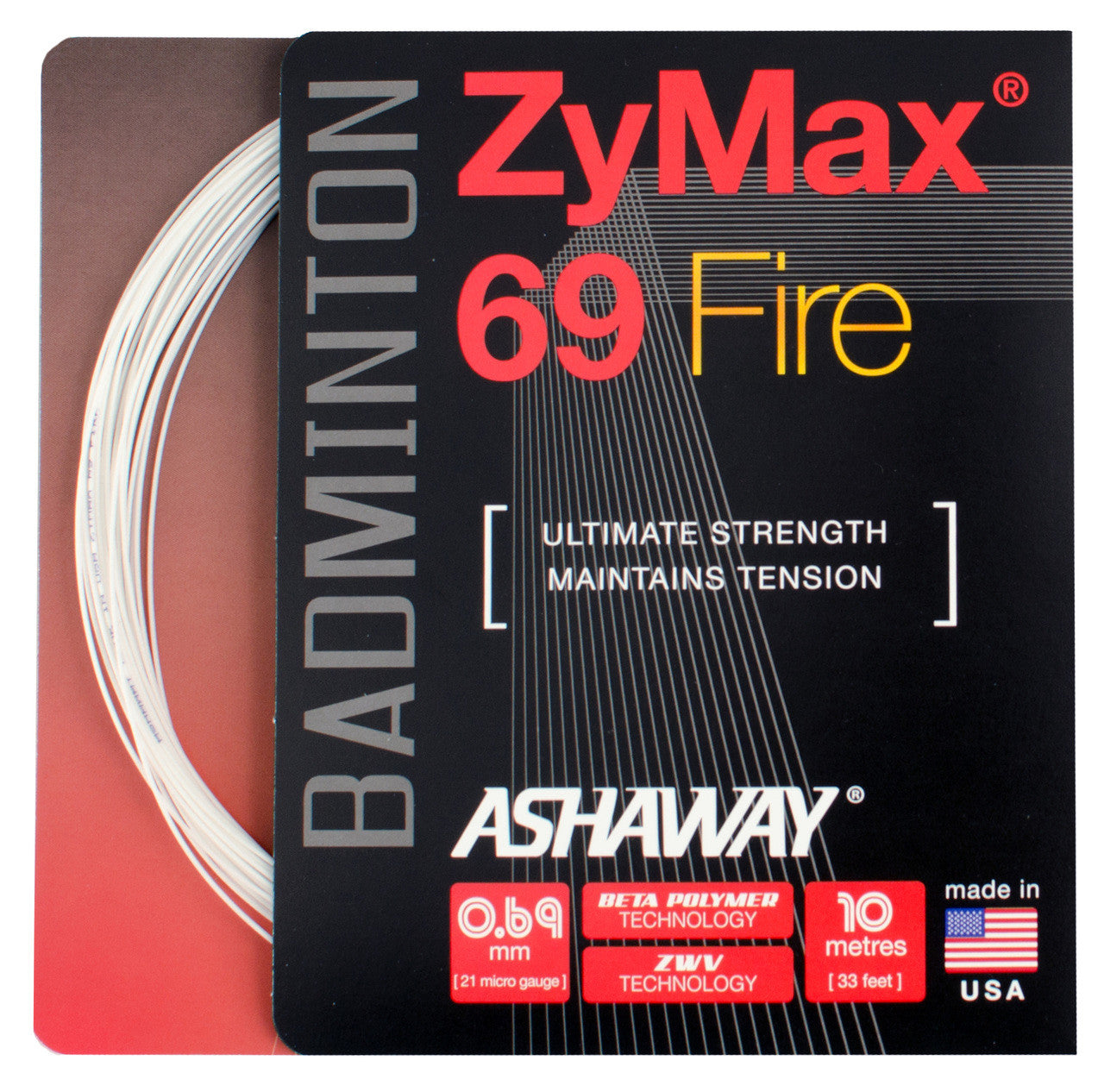 Ashaway Zymax 69 Fire Badminton String (10m)